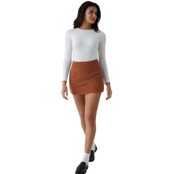 HALARA High Waist 2 In 1 Corduroy Rust Orange Mini Skort Skirt Various Sizes NWT - Picture 7 of 11